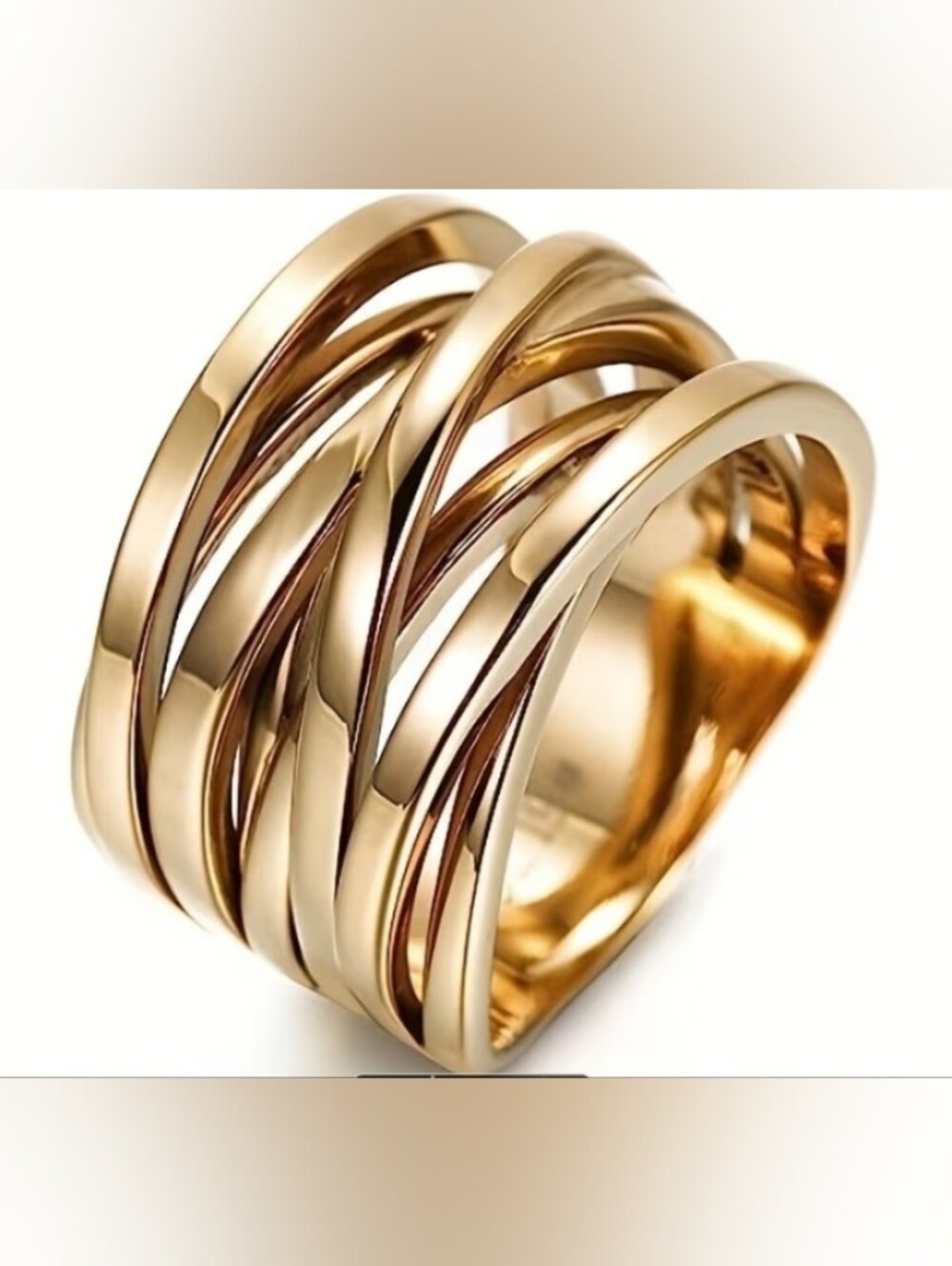 Gold Tone Multi-Band Women's Fashion Ring -Size 9